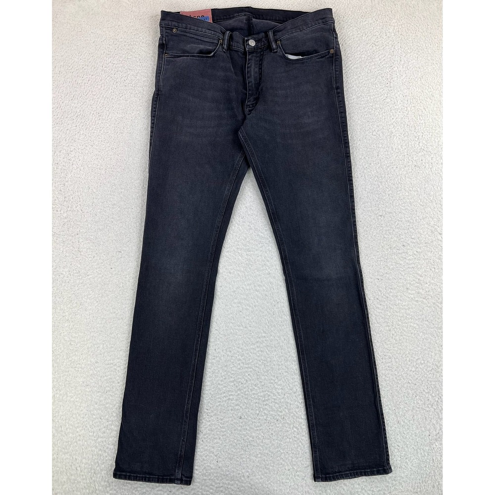 Acne Studios Max Used Blk Jeans Mens 33x32 Black Slim Skinny Stretch Denim Italy